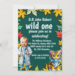 Wild One Safari Animals 1st Birthday Party Invitat Invitation