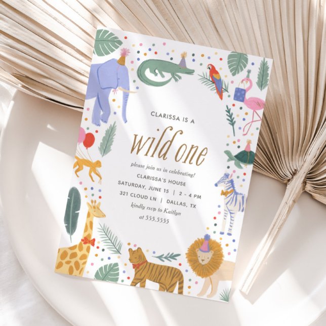 Wild One Safari Animals 1st Birthday Party Invitation (Creator Uploaded)