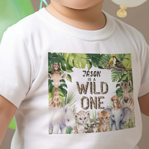 Wild One Safari Animals Baby Boy 1st birthday T-Shirt