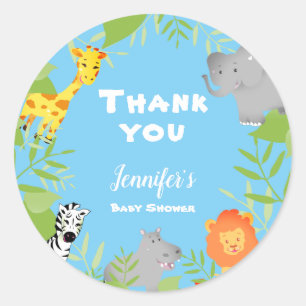 Wild One Safari Animals Baby Shower Boy Sticker