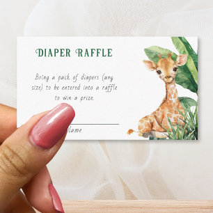 Wild One Safari Animals Baby Shower Diaper Raffle  Enclosure Card