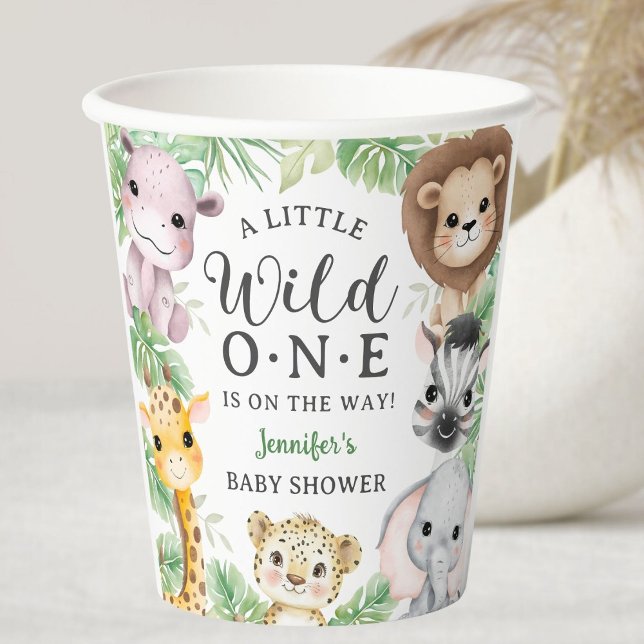 Wild One Safari Animals Baby Shower Gender Neutral Paper Cups (Creator Uploaded)