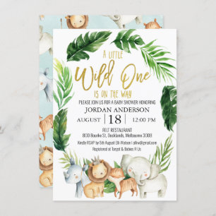 Wild One Safari Animals Baby Shower Invitation