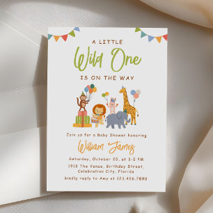 Wild One Safari Animals Baby Shower  Invitation