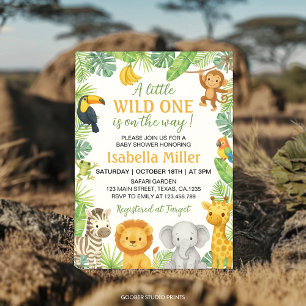 Wild One Safari Animals Baby Shower Invitation