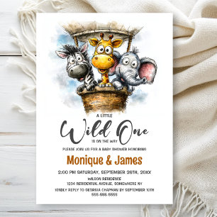Wild One Safari Animals Baby Shower Invitation