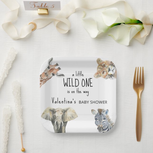 Wild One Safari Animals Baby Shower Paper Plate (Wedding)