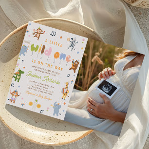 Wild One Safari Animals Baby Shower Photo Invitation
