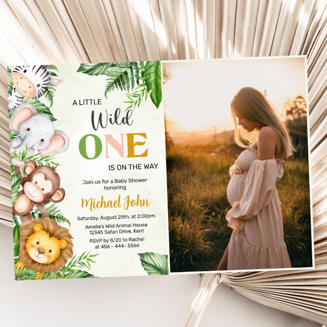 Wild One Safari Animals Baby Shower Photo Invitation (Creator Uploaded)