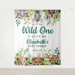 Wild One Safari Animals Baby Shower Photo Prop Tapestry