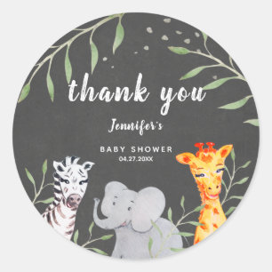 Wild One Safari Animals Baby Shower Sticker