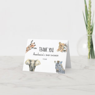 Wild One Safari Animals Baby Shower THANK YOU Card