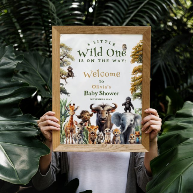 Wild One Safari Animals Baby Shower Welcome Sign (Creator Uploaded)