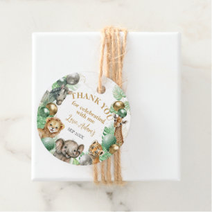 Wild One Safari animals Balloon Baby 1st birthday Favour Tags