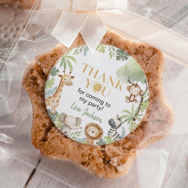 Wild One Safari Animals Birthday Classic Round Sticker (Creator Uploaded)