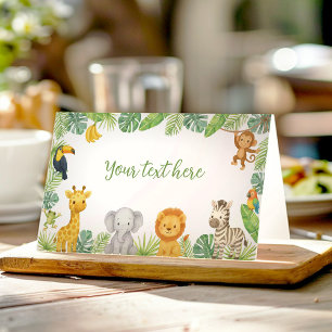 Wild One Safari Animals Birthday Food Tent Place Card