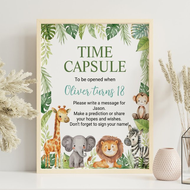 Wild One Safari Animals Birthday Time Capsule Sign (Creator Uploaded)