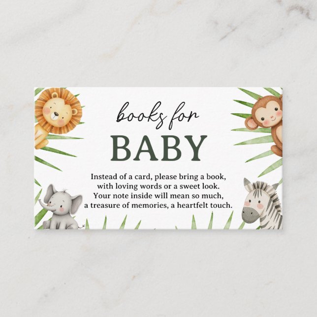Wild One Safari Animals Boy Baby Shower Enclosure Card (Front)