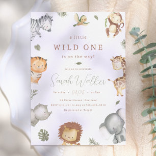 Wild One Safari Animals Boy Baby Shower Invitation