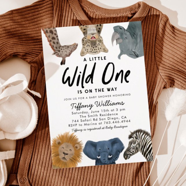 Wild One Safari Animals Boy Baby Shower Invitation (Creator Uploaded)