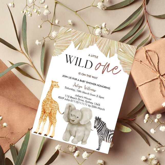 Wild One Safari Animals Boy Baby Shower Invitation (Creator Uploaded)