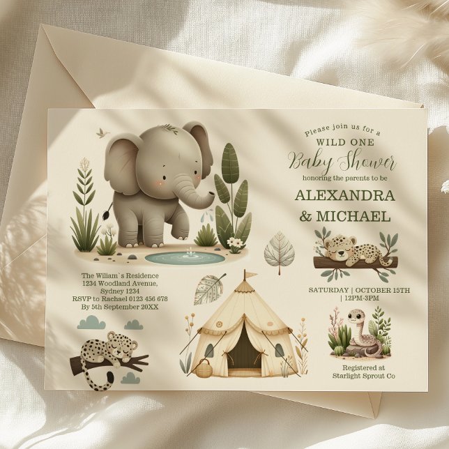 Wild One Safari Animals Boy Baby Shower Invitation (Creator Uploaded)