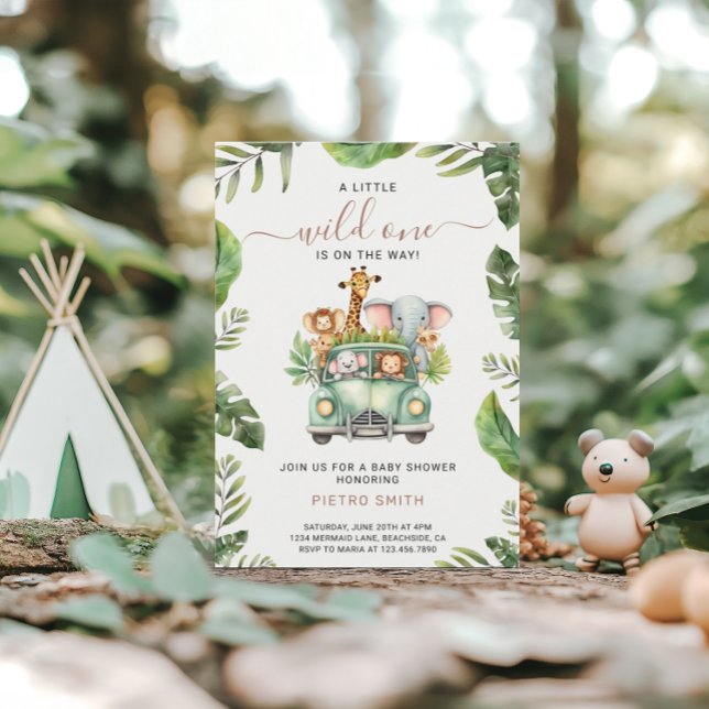 Wild One Safari Animals Boy Baby Shower  Invitation (Creator Uploaded)