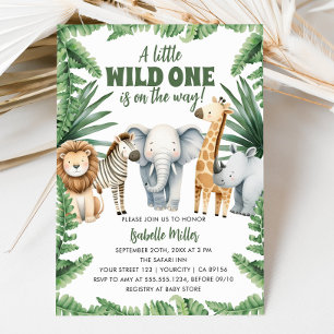 Wild One Safari Animals Boy Baby Shower Invitation