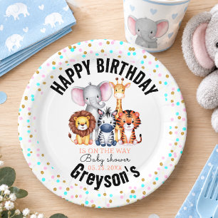 Wild One Safari Animals Boy Baby Shower  Paper Plate