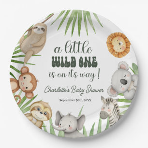 Wild One Safari Animals Boy Baby Shower Paper Plate