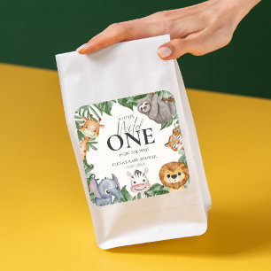 Wild One Safari Animals Boy Baby Shower Square Sticker