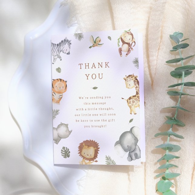 Wild One Safari Animals Boy Baby Shower Thank You Card (Creator Uploaded)
