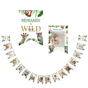Wild One Safari Animals Boy's 1st Birthday Bunting