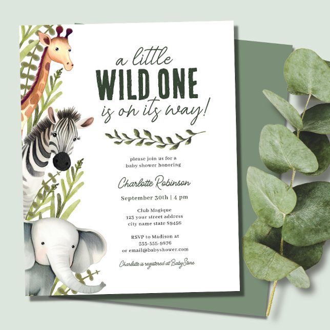 Wild One Safari Animals Budget Baby Shower Invite (Creator Uploaded)