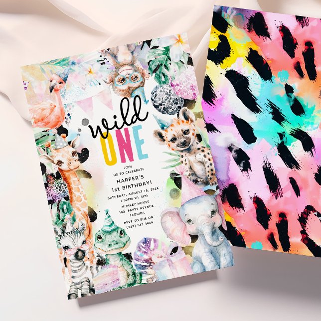 Wild ONE' Safari Animals Cool 1st Birthday Invitation (Creator Uploaded)