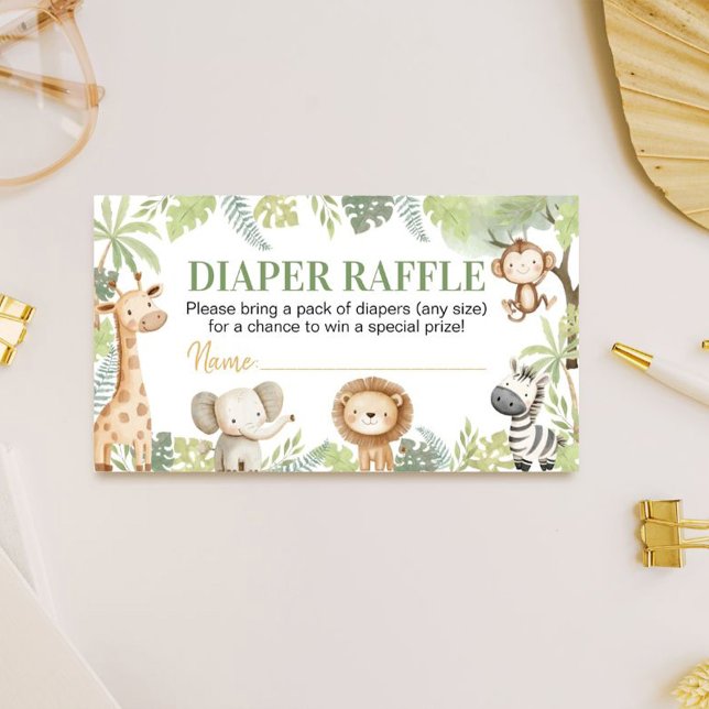 Wild One Safari Animals Diaper Raffle Enclosure Card (Creator Uploaded)