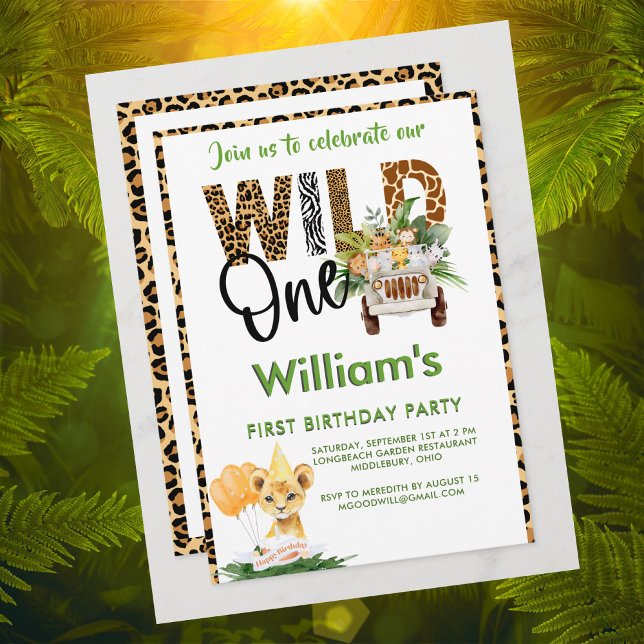 Wild One Safari Animals First Birthday Boy  Invitation (Creator Uploaded)
