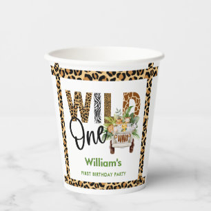 Wild One Safari Animals First Birthday Boy Paper Cups