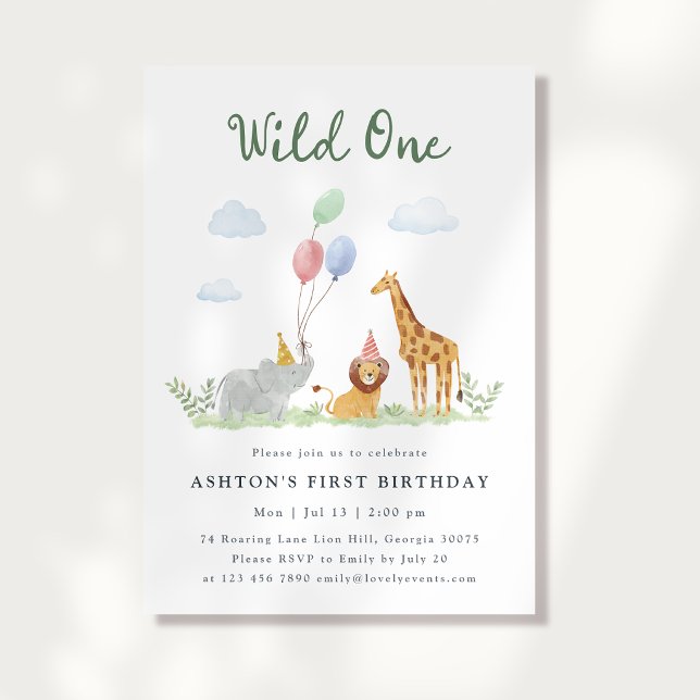 Wild One Safari Animals First Birthday Invitation (Creator Uploaded)