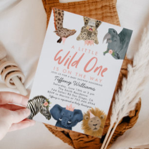 Wild One Safari Animals Gender Neutral Baby Shower Invitation