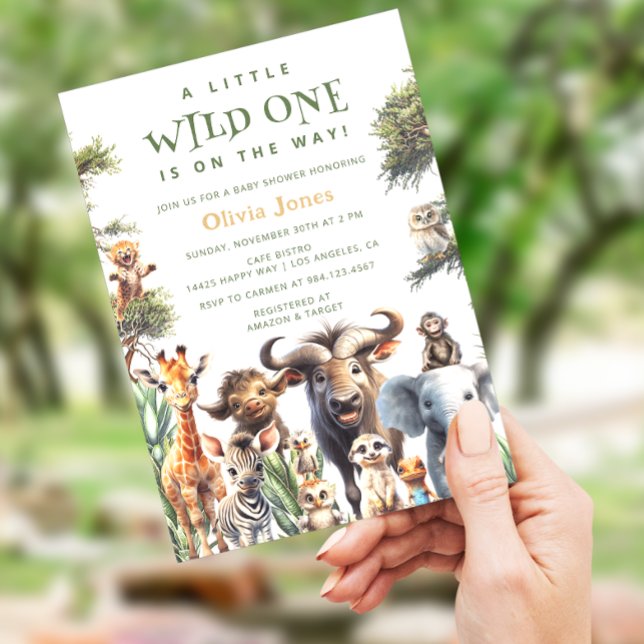 Wild One Safari Animals Gender Neutral Baby Shower Invitation (Creator Uploaded)