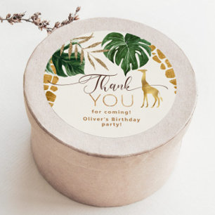 Wild one Safari animals giraffe Birthday Thank you Classic Round Sticker
