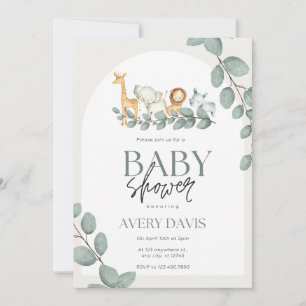 Wild One Safari Animals Girl Baby Shower Invitation