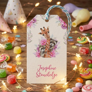 Wild one safari animals kids birthday party gift tags