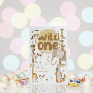 Wild one safari animals kids first birthday medium gift bag