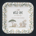 Wild One Safari Animals Neutral Baby Shower Paper Plate<br><div class="desc">Get ready for a wildly adorable celebration! Our little Wild One baby shower paper plates feature charming watercolor safari animals—rhino, lion, zebra, gazelle, and more—set against a serene savannah backdrop. With soft, neutral tones, this design is perfect for any little adventurer on the way. Let’s gather, laugh, and welcome this...</div>