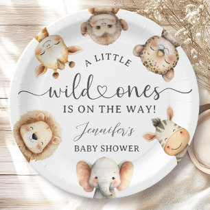 Wild One Safari Animals Twin Baby Shower Paper Plate
