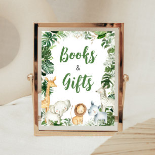 Wild One Safari Baby Shower Books and Gifts Sign