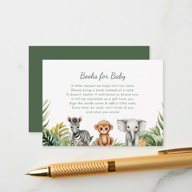 Wild One Safari Baby Shower Books for Baby card (Front/Back In Situ)