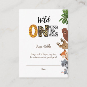 Wild One Safari baby shower diaper raffle Enclosure Card